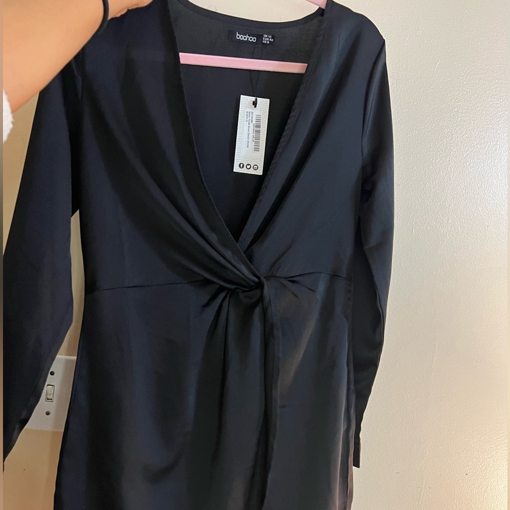 BOOHOO black satin dress
